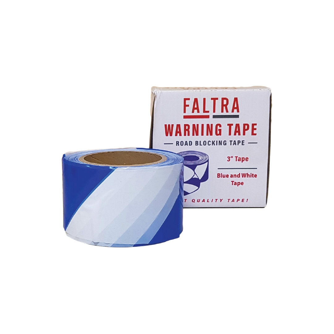 Blue/White Warning Tape - 3"X300YDS - Falcon Trading