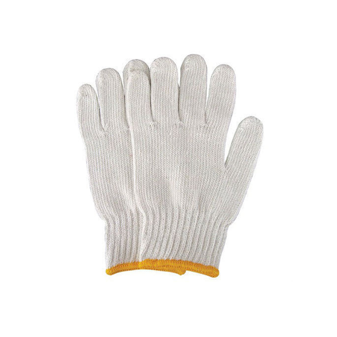 100% Cotton Knitted Gloves Natural - Falcon Trading